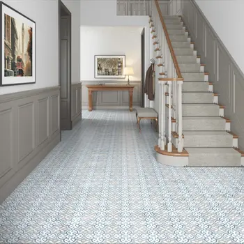 Canterbury Blue Patterned Matt Ceramic Tile 45x45cm