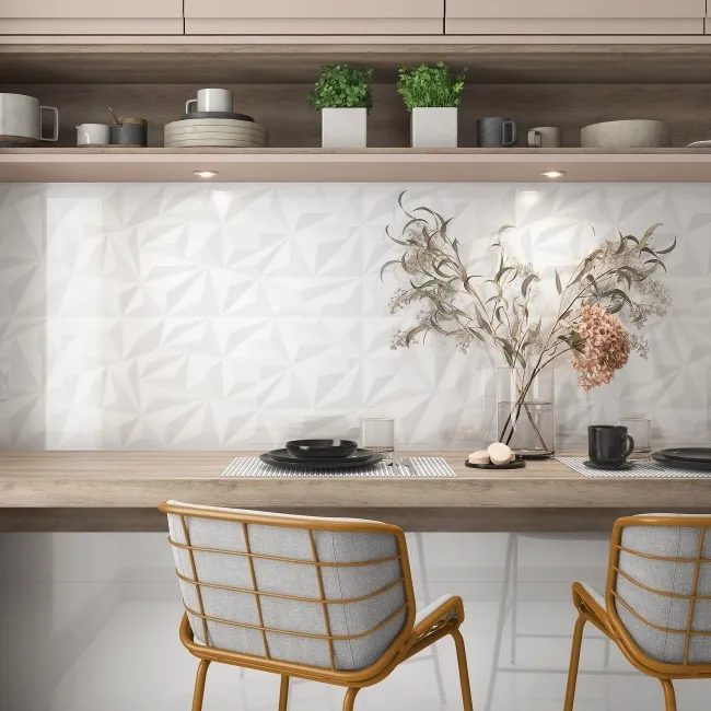 Flat White Decor Gloss Ceramic Wall Tile 90x30cm