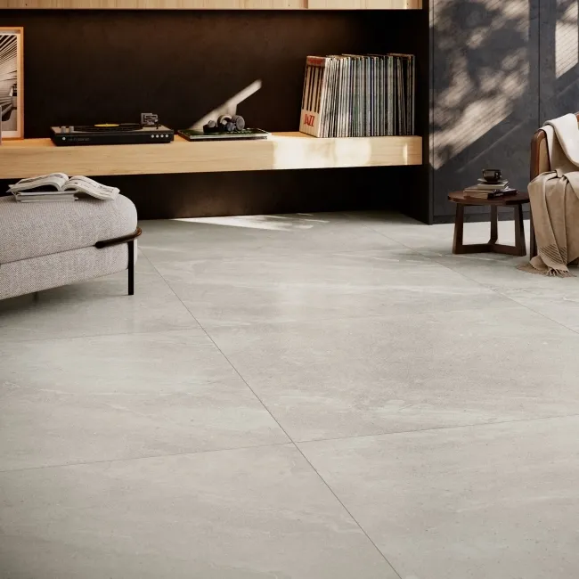 Ecchio Beige Stone Effect Large Matt Porcelain Tile 90x90cm
