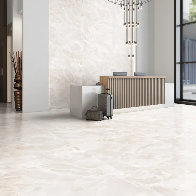 Fame Cream Onyx Marble Effect Large Satin Porcelain Tile 120x60cm