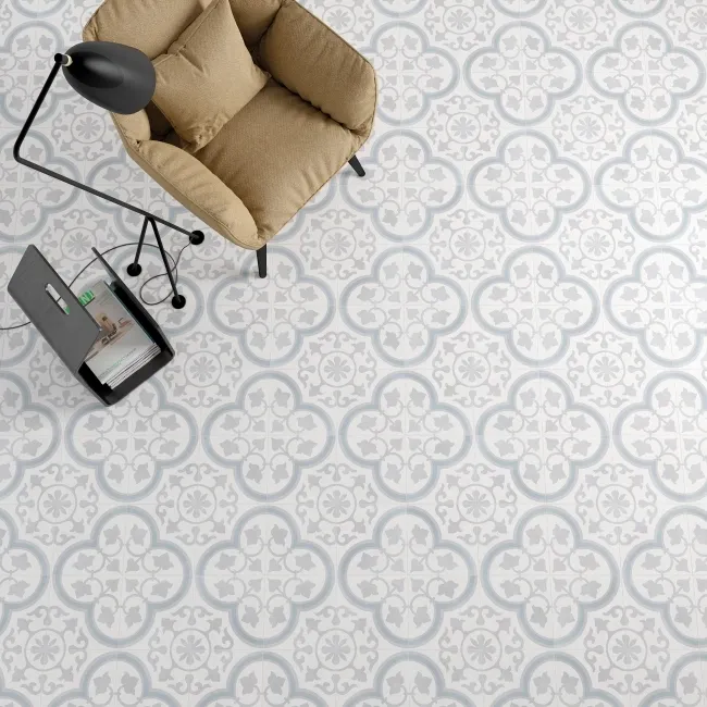 Havana Ornate Patterned Matt Porcelain Tile 22.3x22.3cm