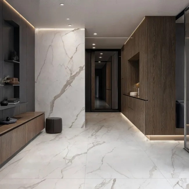 Lumier White Marble Effect Large Matt Porcelain Slab 275x100cm