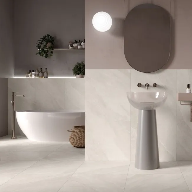 Alpen Bone Slate Effect Matt Italian Porcelain Tile 60x60cm