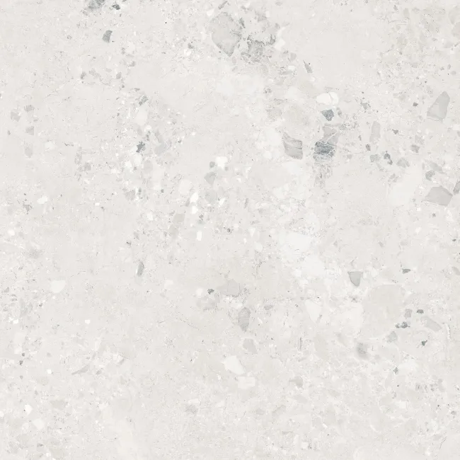 Ura White Terrazzo Effect Large Matt Porcelain Tile 120x120cm