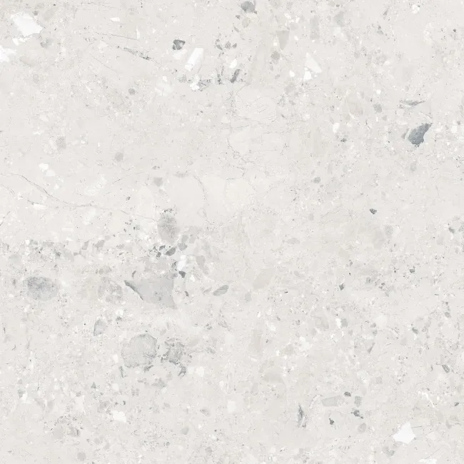 Ura White Terrazzo Effect Large Matt Porcelain Tile 120x120cm