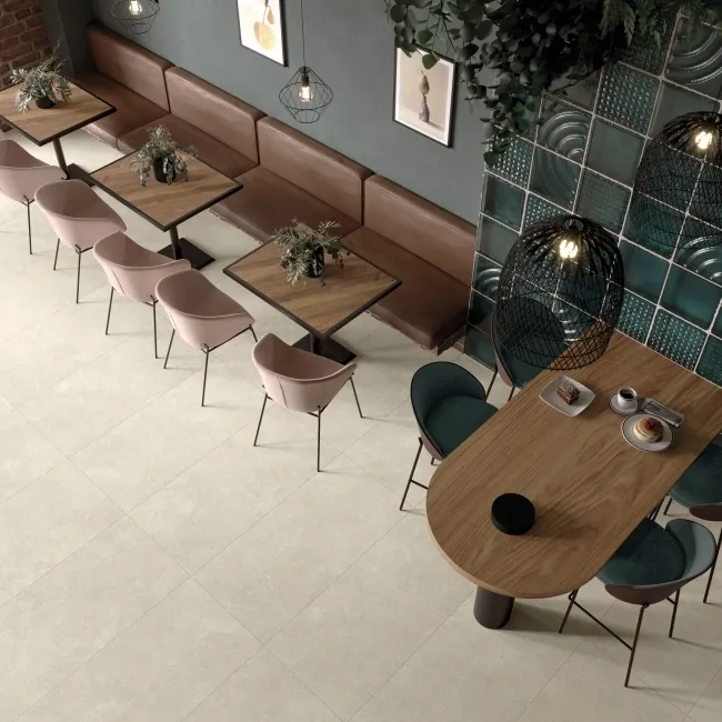 Blok White Limestone Effect Italian Large Matt Porcelain Tiles 120x60cm