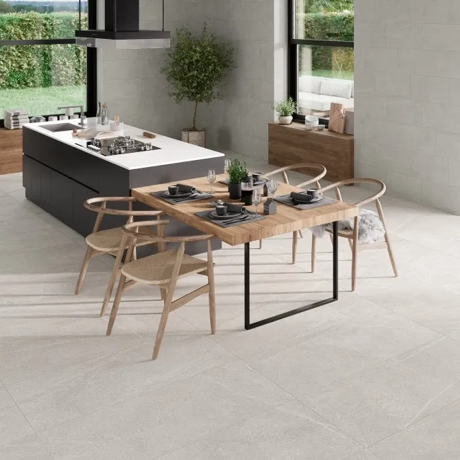 Bellevue White Stone Effect Large Anti Slip Porcelain Tile 120x59.5cm