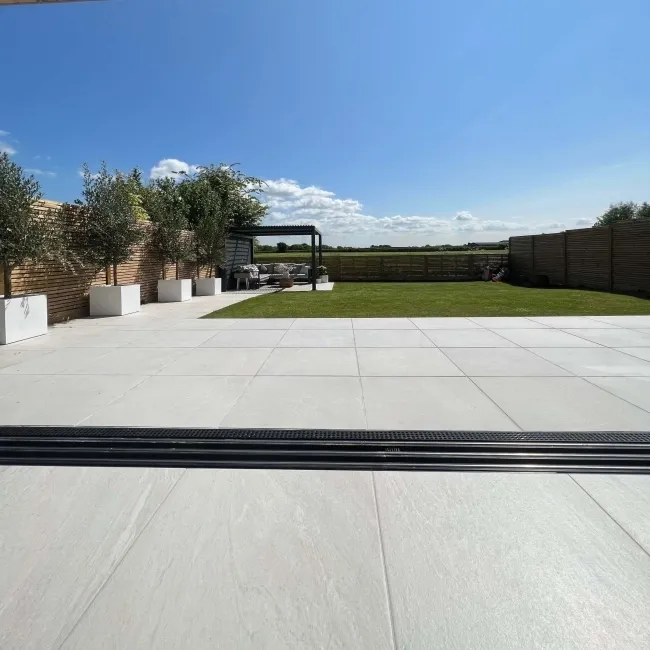 Bellevue White Stone Effect Matt Porcelain Outdoor Paving Tile 59.2x59.2cm