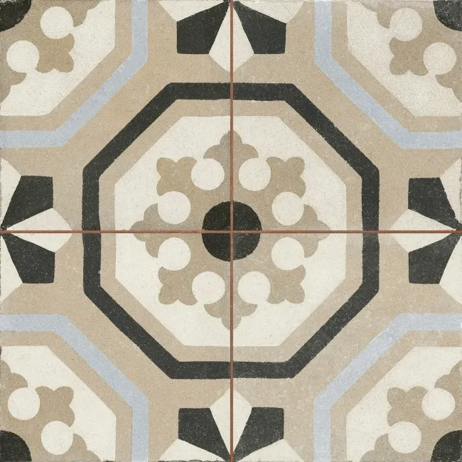 Osborne Grey Victorian Patterned Matt Ceramic Floor Tile 45x45cm