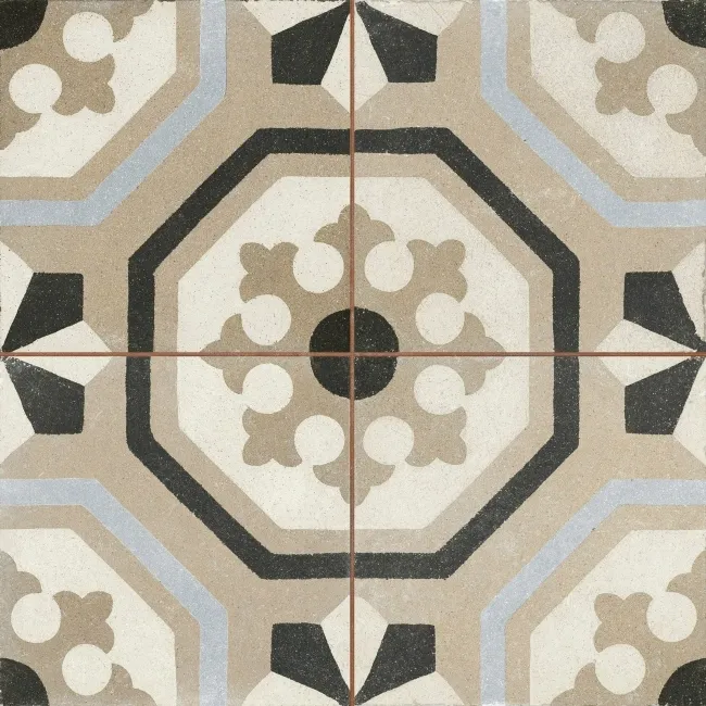 Osborne Grey Victorian Patterned Matt Ceramic Floor Tile 45x45cm