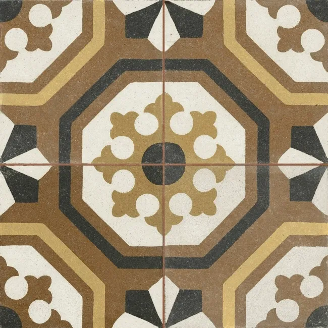 Osborne Maroon Victorian Patterned Matt Ceramic Floor Tile 45x45cm