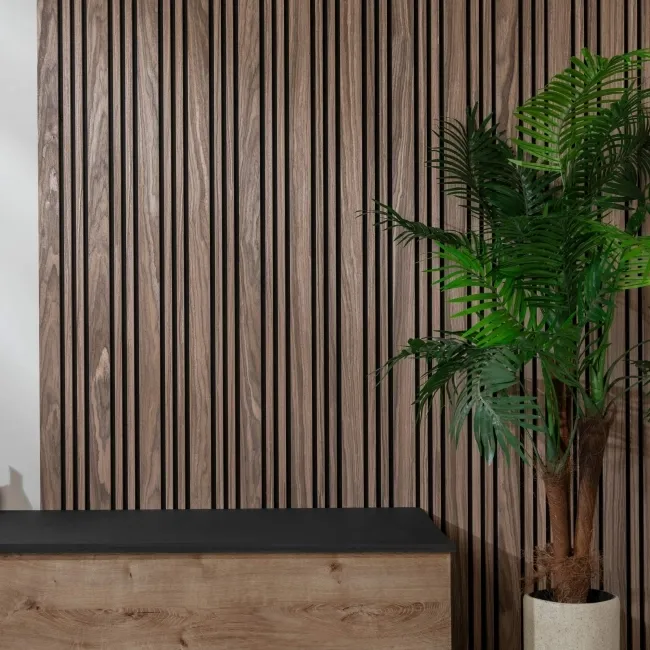 Trepanel Design® Autumn Brown Multi-Width Acoustic Wood Wall Panels