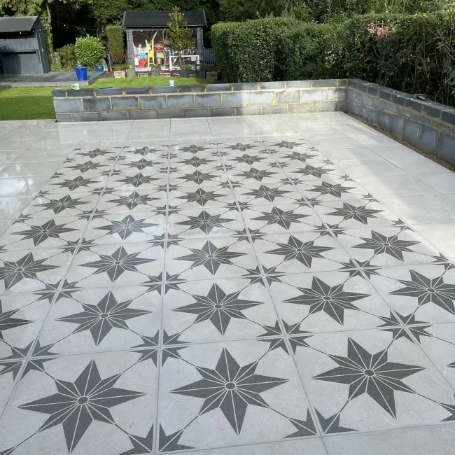 Bellevue Star Decor Ivory Stone Effect Matt Porcelain Outdoor Paving Tile 59.2x59.2cm