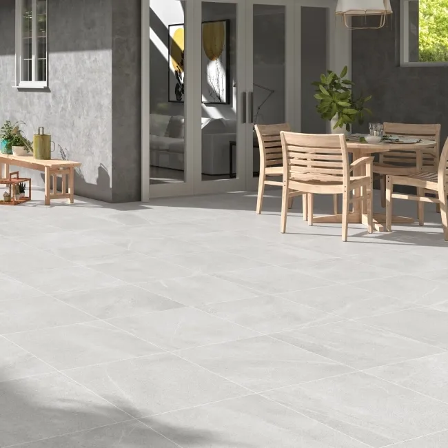 Bellevue White Stone Effect Matt Porcelain Outdoor Paving Tile 59.5x59.5cm