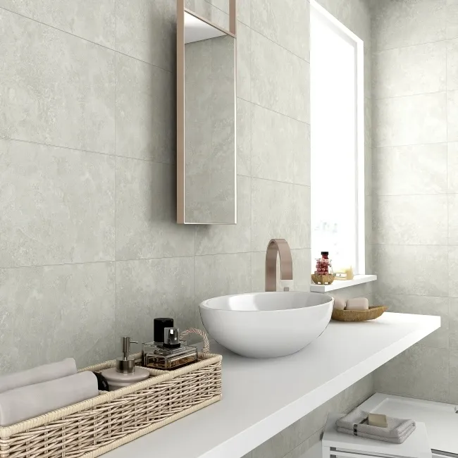 Rapolano Grey Travertine Effect Matt Ceramic Wall Tile 55x33cm