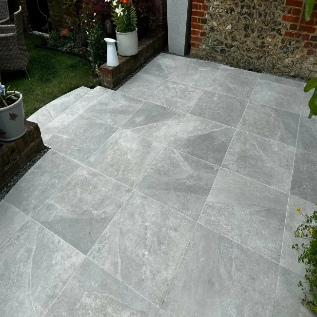 Maverick Grey Stone Effect Matt Porcelain Outdoor Paving Tile 59.5x59.5cm