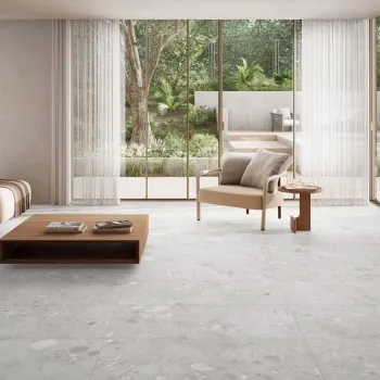 Ura White Terrazzo Effect Large Matt Porcelain Tile 120x60cm