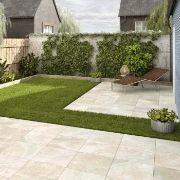 Maverick Beige Stone Effect Matt Porcelain Outdoor Paving Tile 59.5x59.5cm