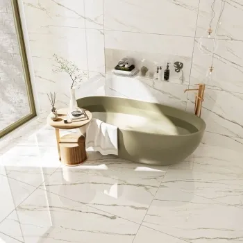 Macha Green Marble Effect Large Polished Porcelain Slab 275x100cm