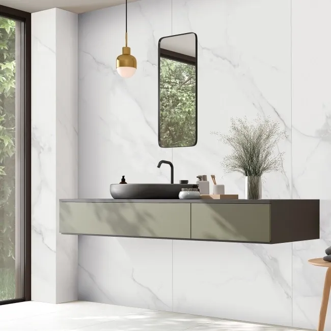 Lumiere White Marble Effect Large Matt Porcelain Slab 280x120cm