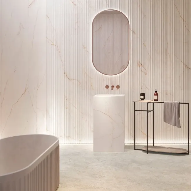 Dahia Decor Gold Marble Effect Matt Ceramic Wall Tile 100x33.3cm