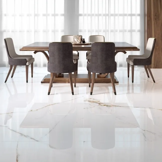 Lance Gold Marble Effect Large Polished Porcelain Tile 120x120cm