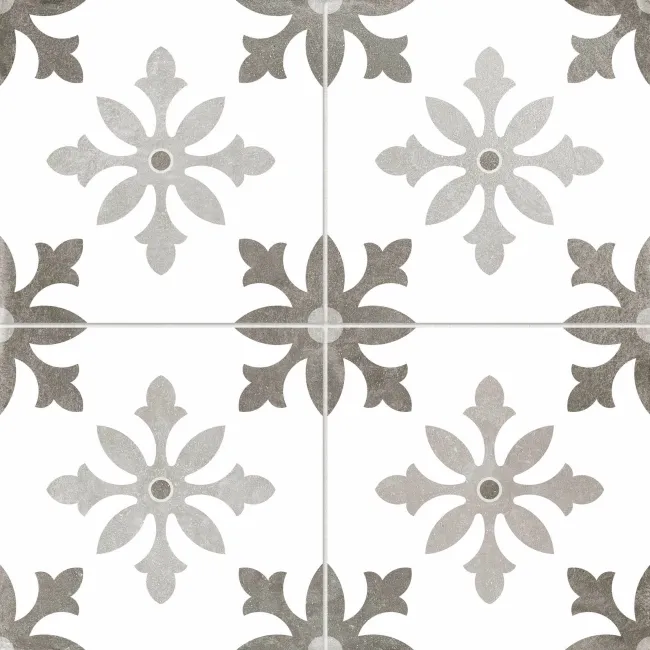 Cornwall Grey Patterned Matt Ceramic Tile 45x45cm