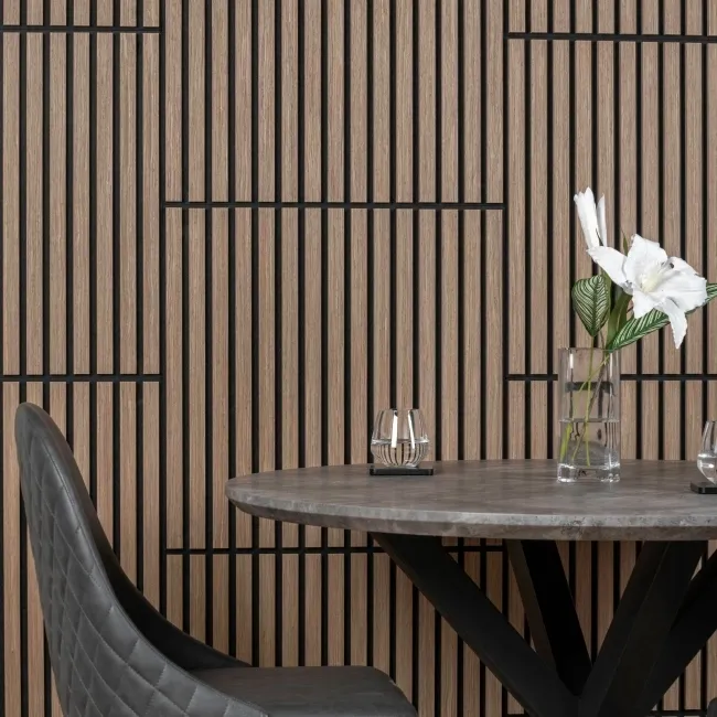 Trepanel® Smoked Oak Square Acoustic Wood Wall Panels