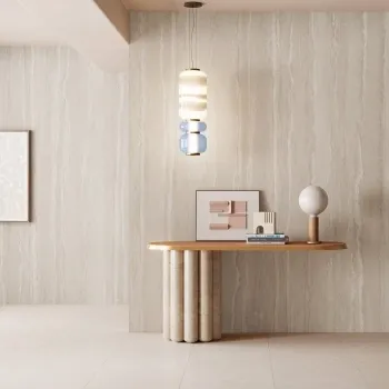 Navona Beige Travertine Effect Large Matt Porcelain Slab 280x120cm