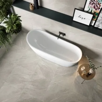 Alpen Grey Slate Effect Matt Italian Porcelain Tile 60x60cm