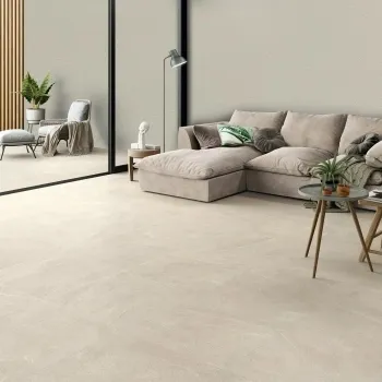 Bellevue Ivory Stone Effect Matt Anti Slip Porcelain Tile 75x75cm