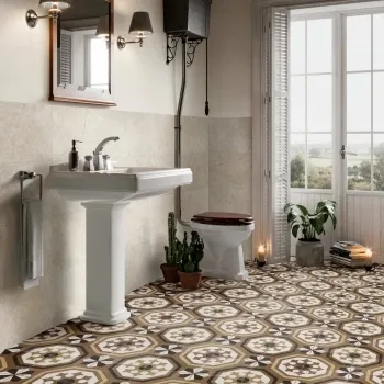 Osborne Maroon Victorian Patterned Matt Ceramic Floor Tile 45x45cm