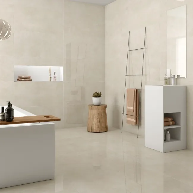 Lugano Cream Marble Effect Large Polished Porcelain Tile 120x60cm