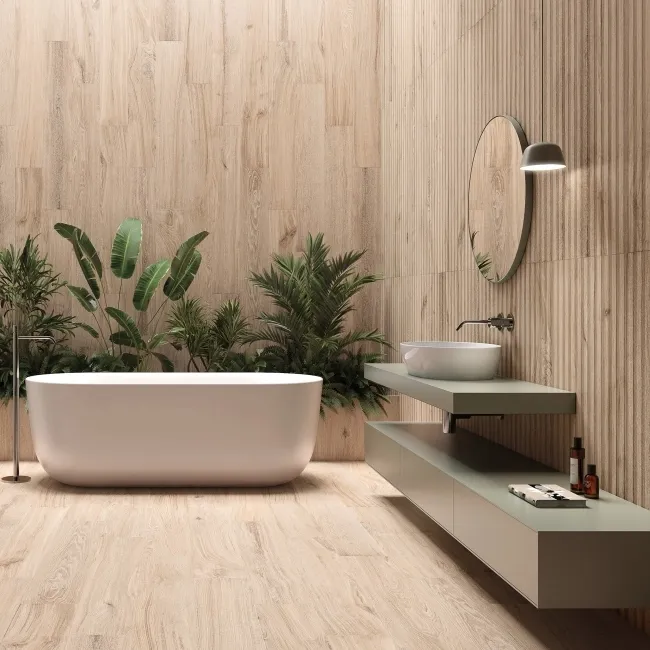 Dakaris Light Oak Slatted Wood Effect Large Matt Porcelain Tile 120x60cm