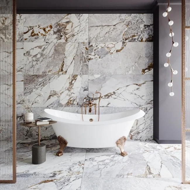 Unico Grey Marble Effect Italian Large Matt Porcelain Tile 120x60cm