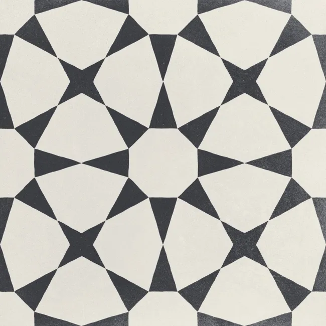 Cuban White Star Patterned Matt Porcelain Tile 22.3x22.3cm