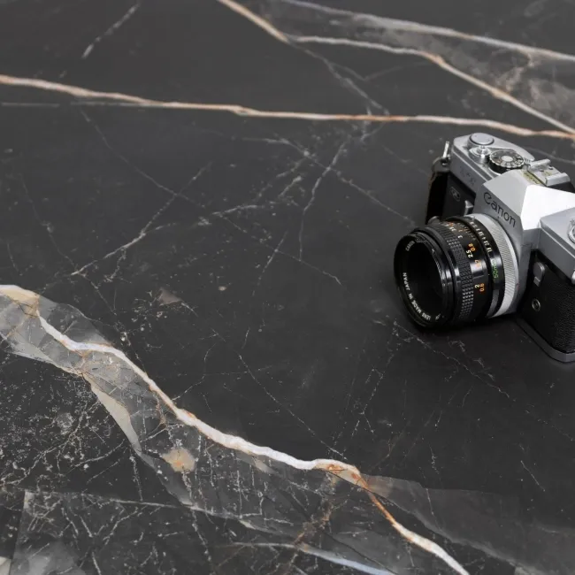Sublime Black Marble Effect Large Matt Porcelain Slab 275x100cm
