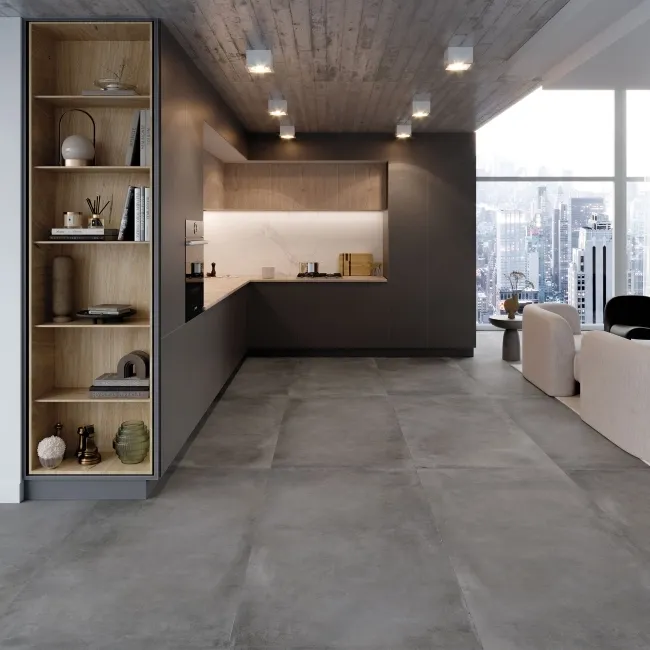 City Dark Grey Concrete Effect Large Anti Slip Porcelain Tile 120x60cm