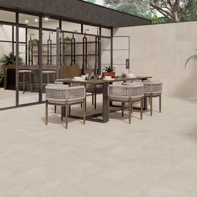 Bellevue Ivory Stone Effect Large Anti Slip Porcelain Tile 120x59.5cm