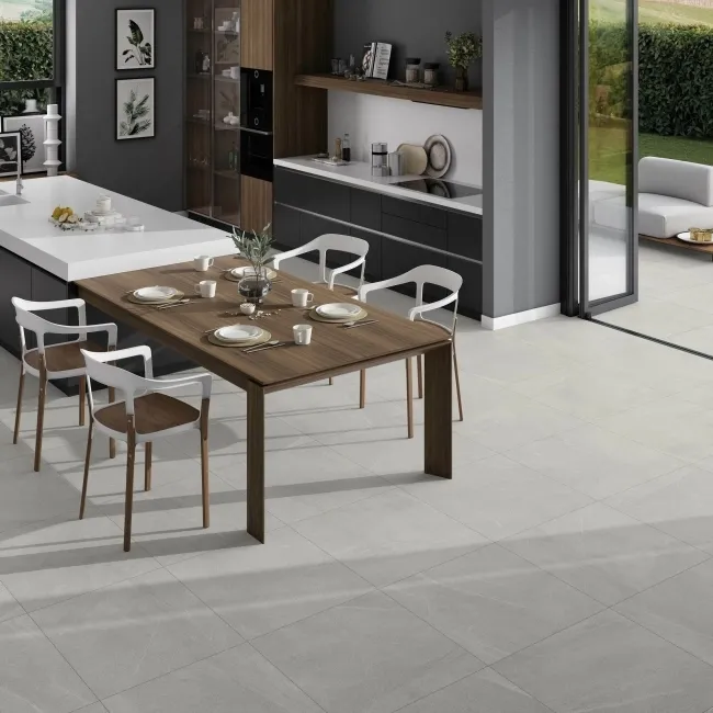 Bellevue White Stone Effect Large Anti Slip Porcelain Tile 75x75cm