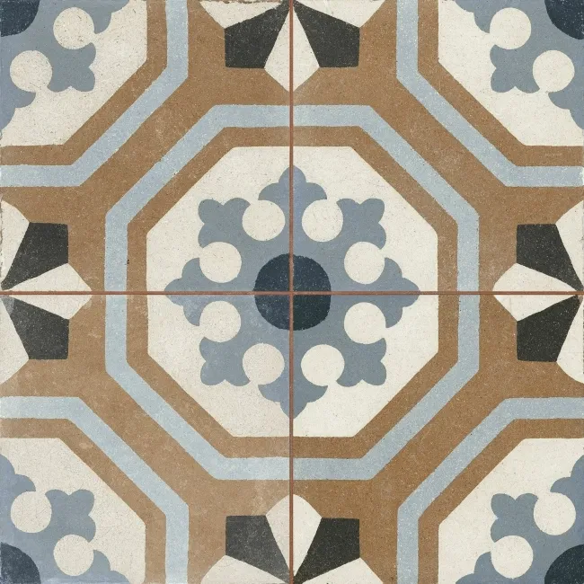 Osborne Blue Victorian Patterned Matt Ceramic Floor Tile 45x45cm