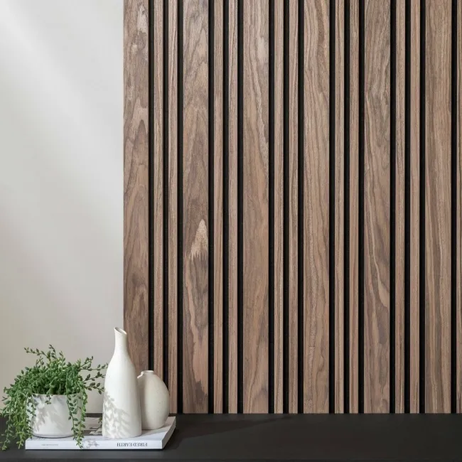 Trepanel Design® Autumn Brown Multi-Width Acoustic Wood Wall Panels