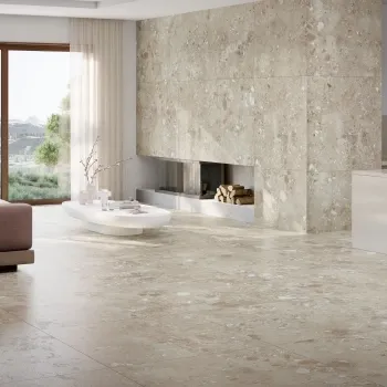 Ura Natural Terrazzo Effect Large Matt Porcelain Tile 120x120cm
