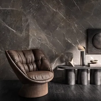 Collemandina Black Marble Effect Italian Large Honed Porcelain Slab 278x120cm