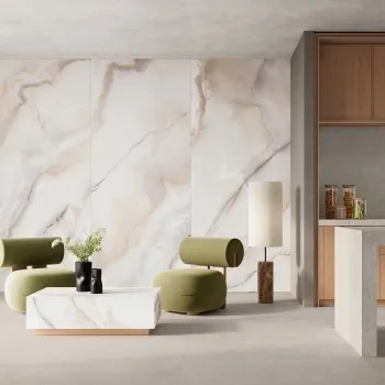 Daphne White Onyx Marble Effect Large Matt Porcelain Slab 280x120cm