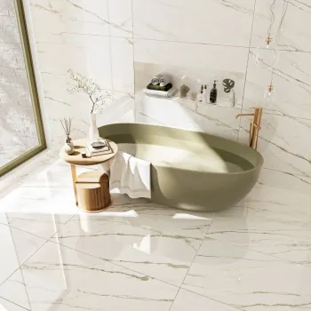 Macha Green Marble Effect Large Polished Porcelain Tile 120x60cm