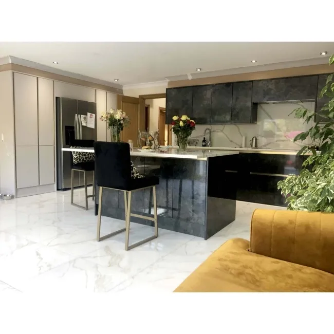 Carrara White Gold Gloss Marble Effect Vitrified Ceramic 605x605 Floor ...