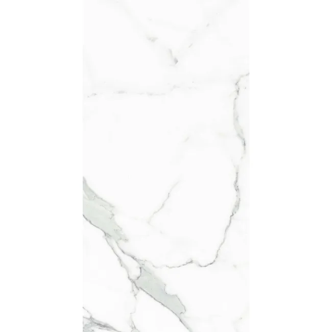 Carrara White Gloss Marble Effect Vitrified Ceramic Tile 60x30cm