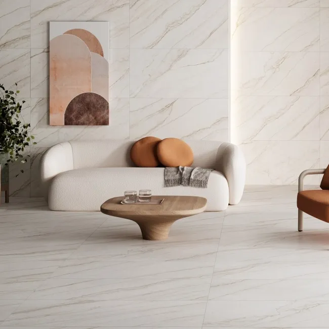 Barrow White Marble Effect Large Matt Porcelain Tile 120x60cm