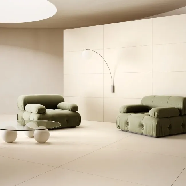 Ziro Cream Concrete Effect Large Matt Porcelain Tile 120x120cm